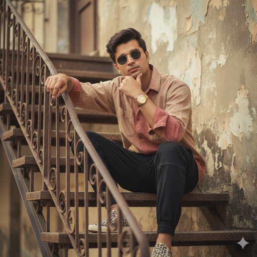 young man sitting stylishly